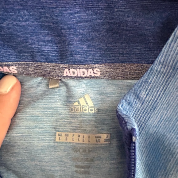 Adidas multi shade blue workout top with zipper and pockets size M - Picture 4 of 4